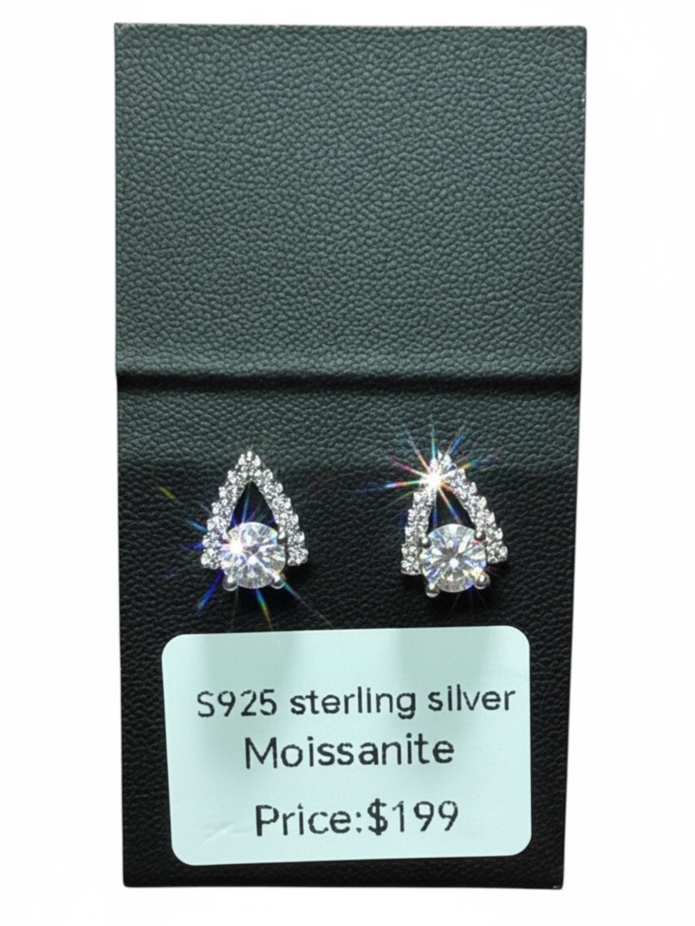 S925 Sterling Silver Moissanite Teardrop Stud Earrings - Silver